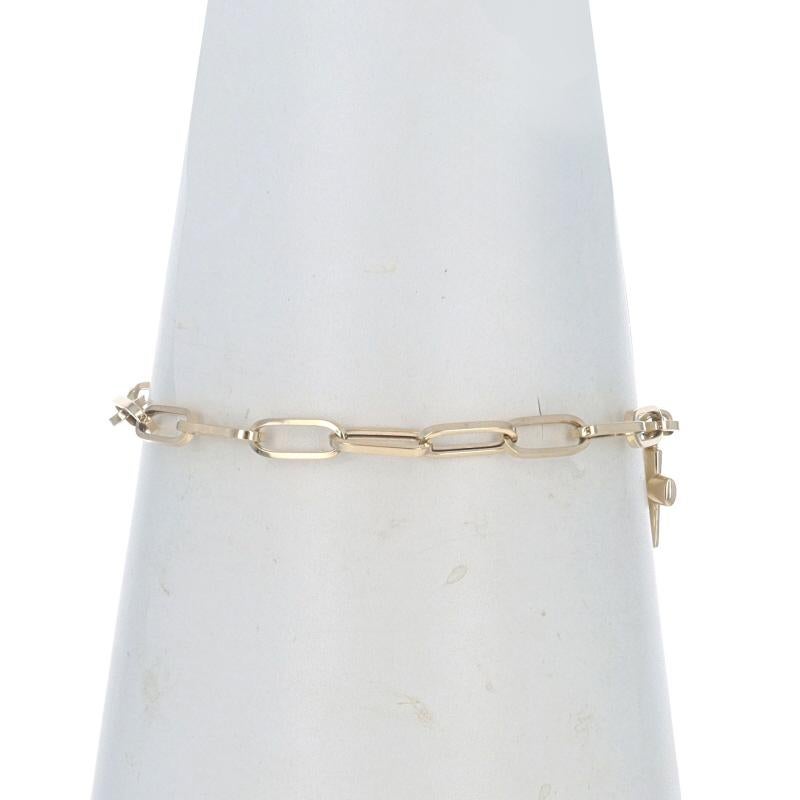 Women's Yellow Gold Cross Paperclip Chain Charm Bracelet 7