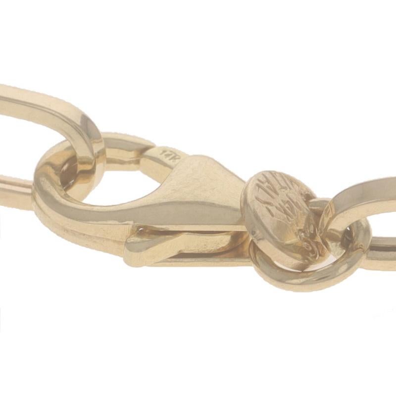 Yellow Gold Cross Paperclip Chain Charm Bracelet 7