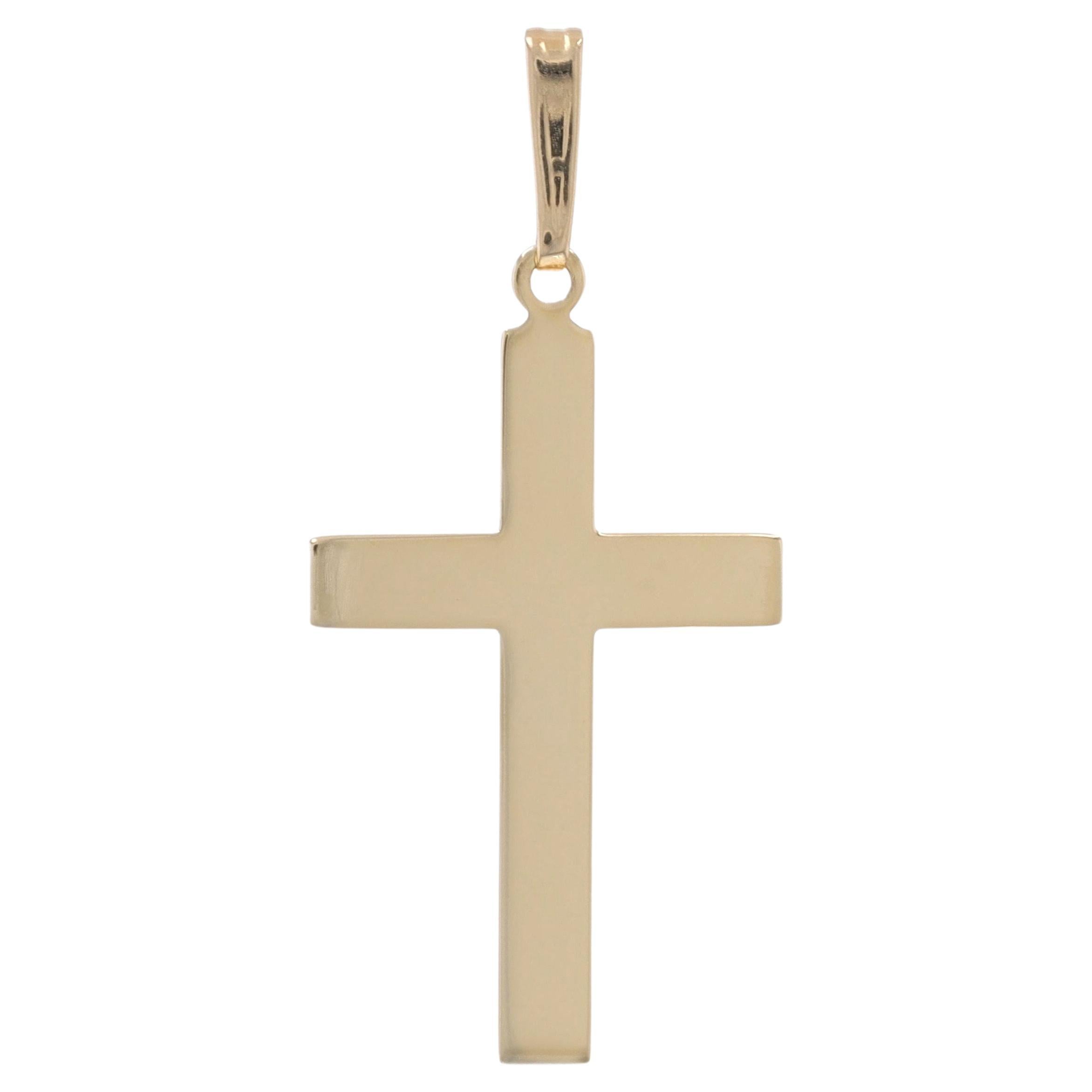 Pendentif Croix en or jaune - 14k Faith Gift en vente