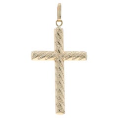 Yellow Gold Cross Pendant 14k Faith Milgrain Rope