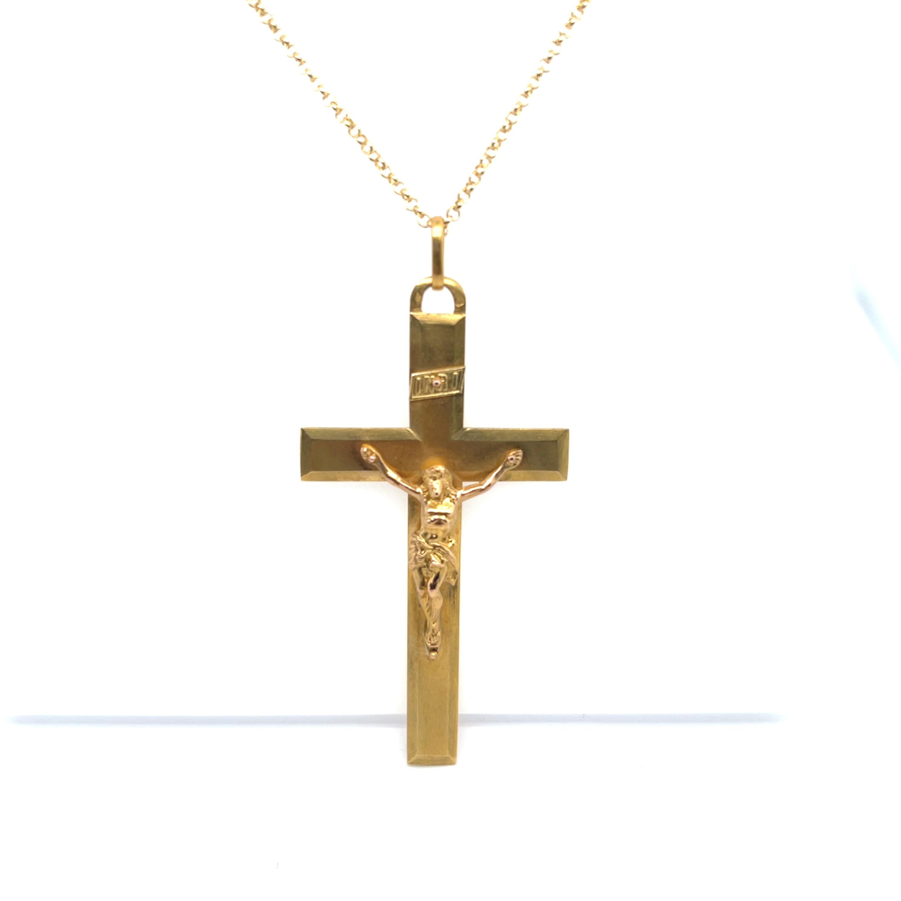 Pendentif croix en or jaune 18 carats Unisexe en vente