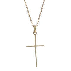 Yellow Gold Cross Pendant Necklace 18 1/4" - 14k Faith