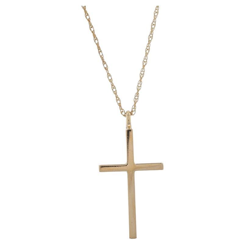 Yellow Gold Cross Pendant Necklace 18 1/4" - 14k Faith For Sale