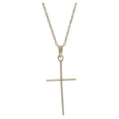 Yellow Gold Cross Pendant Necklace 18 1/4" - 14k Faith