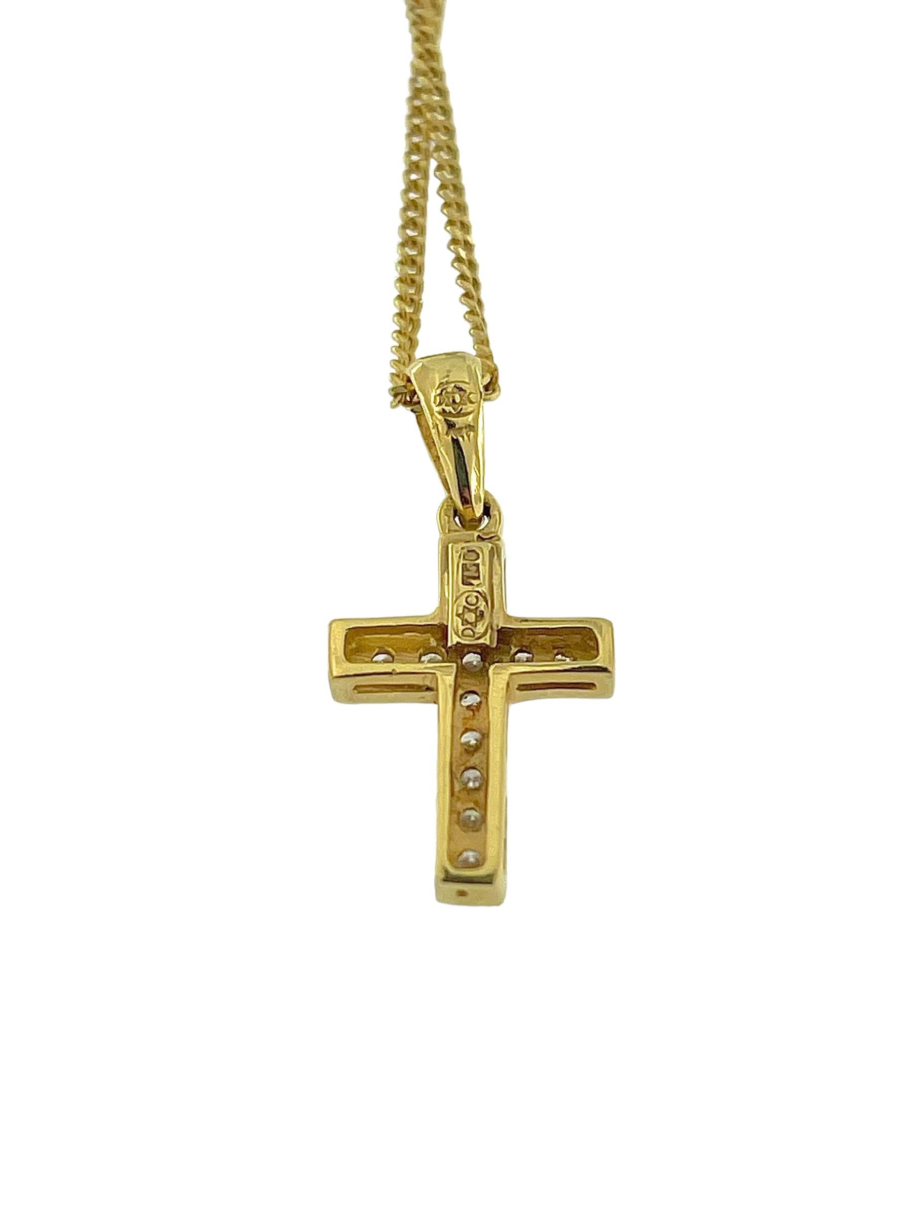 Modern Yellow Gold Cross with Diamonds and Chain
