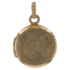 Yellow Gold Crosshatch Circle Locket Pendant - 14k Two Frames