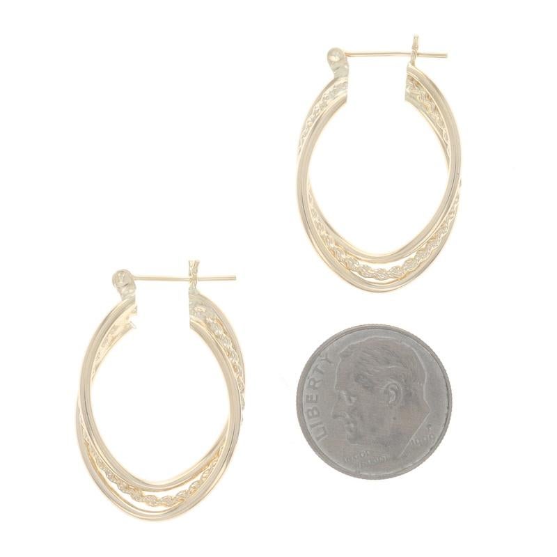 Boucles d'oreilles croisées en or jaune 14k Chaîne en corde percée Pour femmes en vente