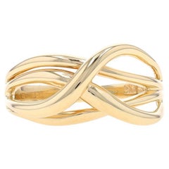 Yellow Gold Crossover Statement Band - 14k Ring