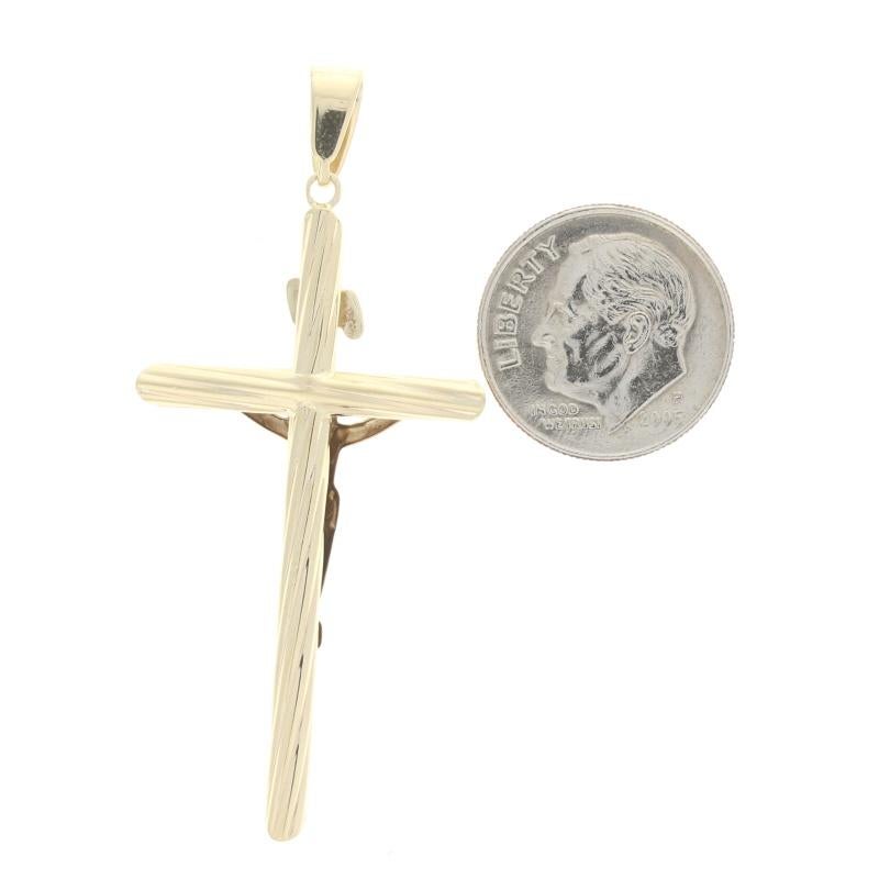 Yellow Gold Crucifix Pendant - 10k Cross Faith Unisex For Sale 1