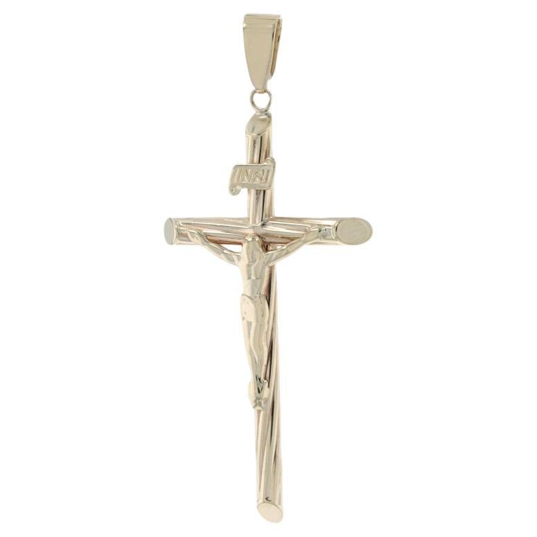 Yellow Gold Crucifix Pendant - 10k Cross Faith Unisex For Sale
