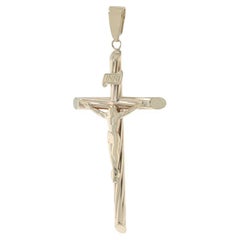 Yellow Gold Crucifix Pendant - 10k Cross Faith Unisex