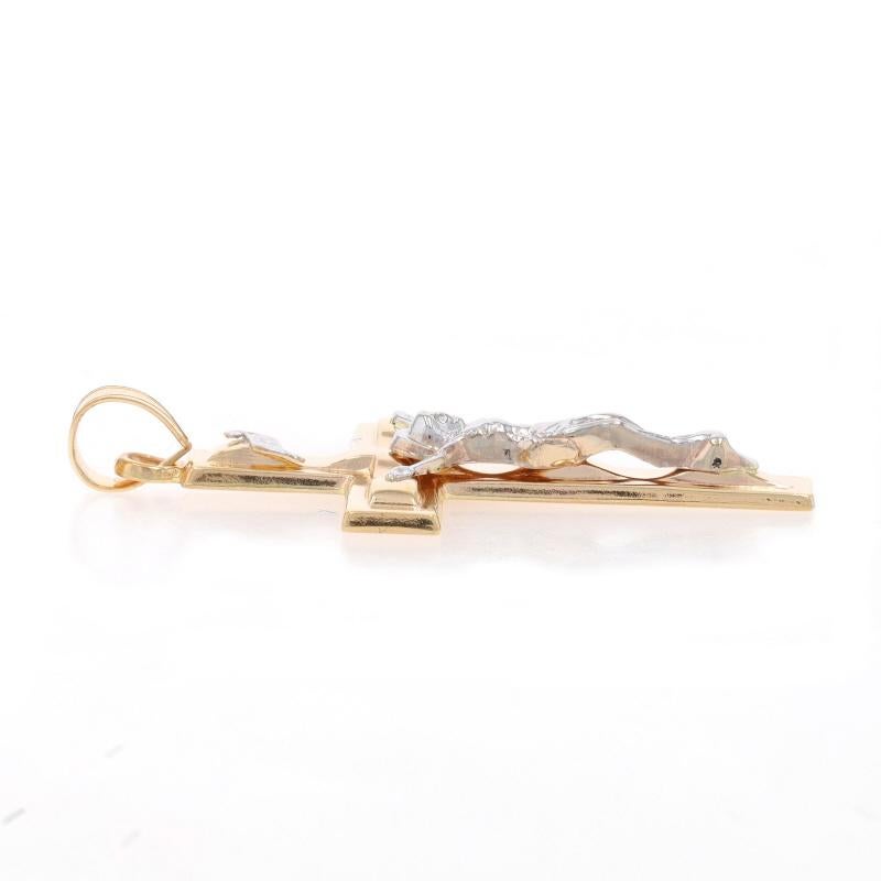 Yellow Gold Crucifix Pendant - 14k Cross Faith In Excellent Condition For Sale In Greensboro, NC