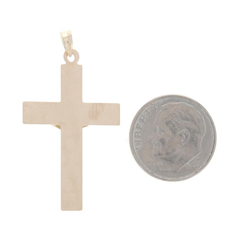 Women's or Men's Yellow Gold Crucifix Pendant - 14k Cross Faith For Sale