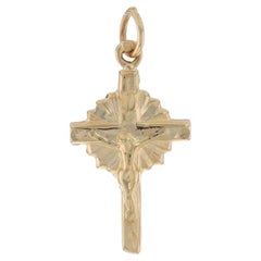 Yellow Gold Crucifix Pendant - 14k Cross Faith