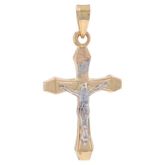 Ciondolo Crocifisso in oro giallo - Fede 14k in vendita