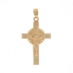 Pendentif Crucifix en or jaune - 14k INRI Sunburst