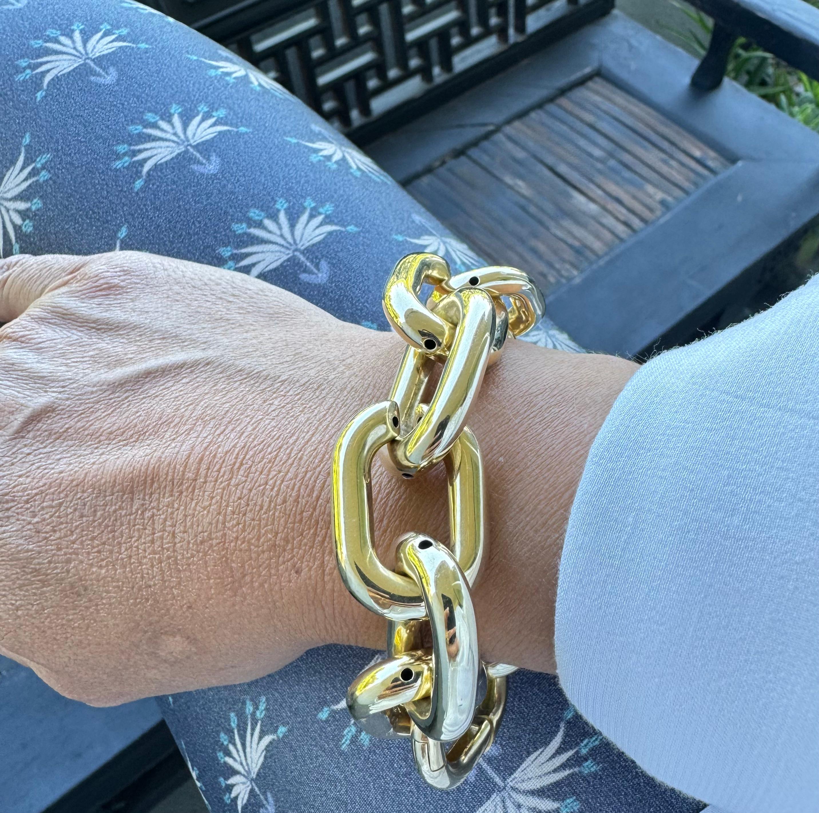 Bracelet de chaîne cubaine en or jaune en vente 4