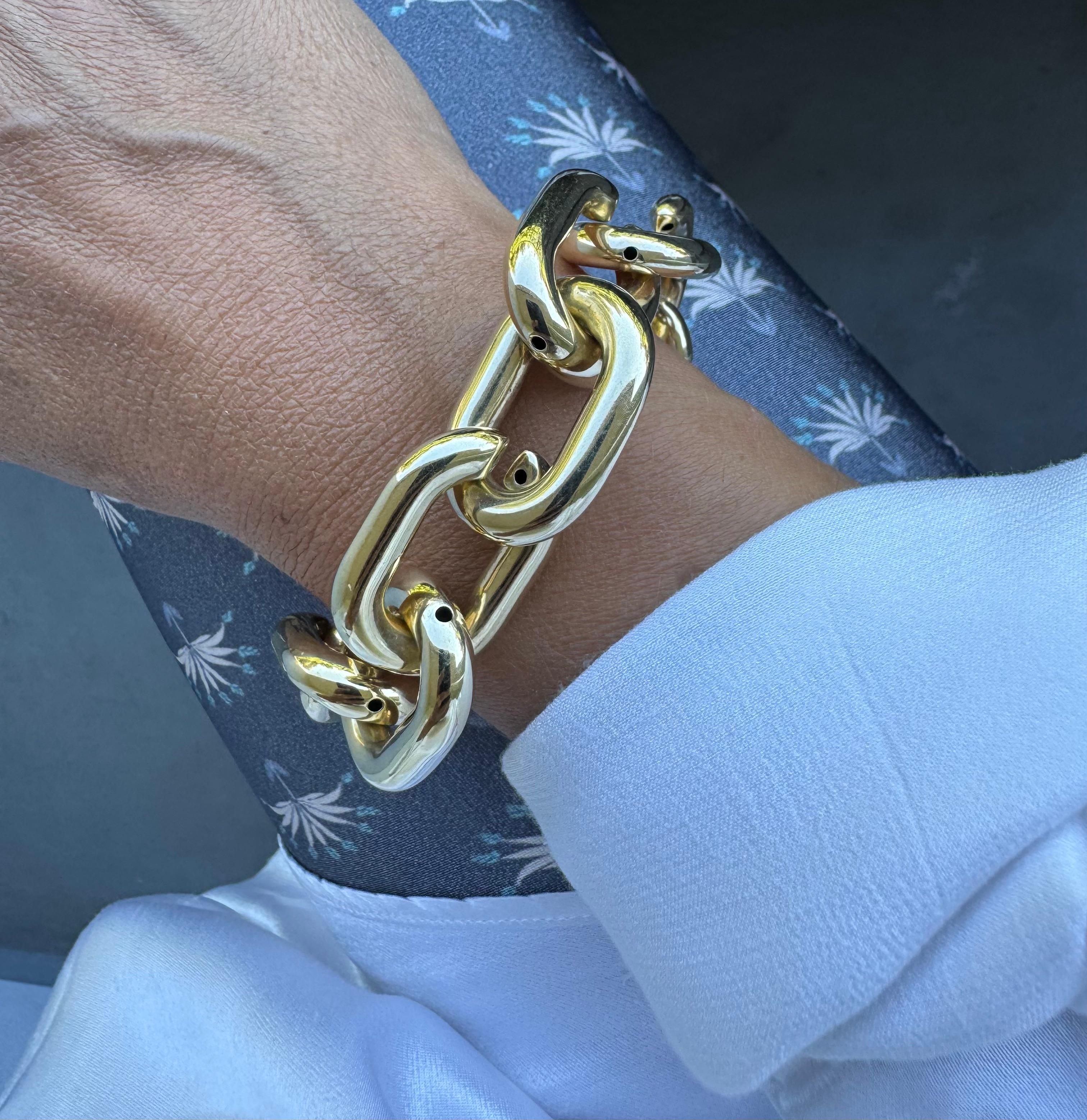 Bracelet de chaîne cubaine en or jaune en vente 3