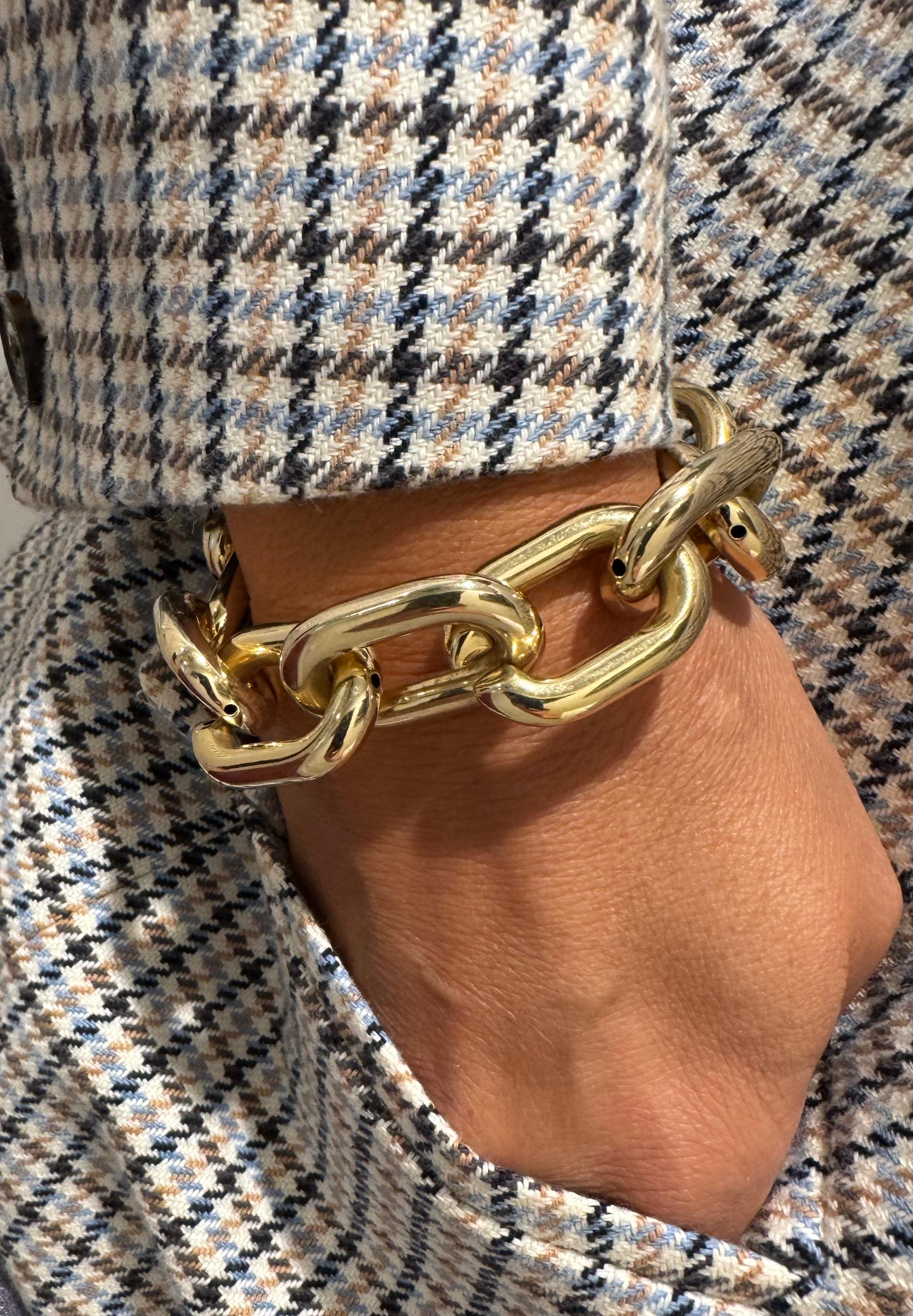 Bracelet de chaîne cubaine en or jaune en vente 2