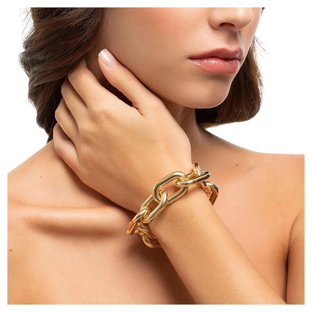 Yellow Gold Cuban Chain Bracelet For Sale