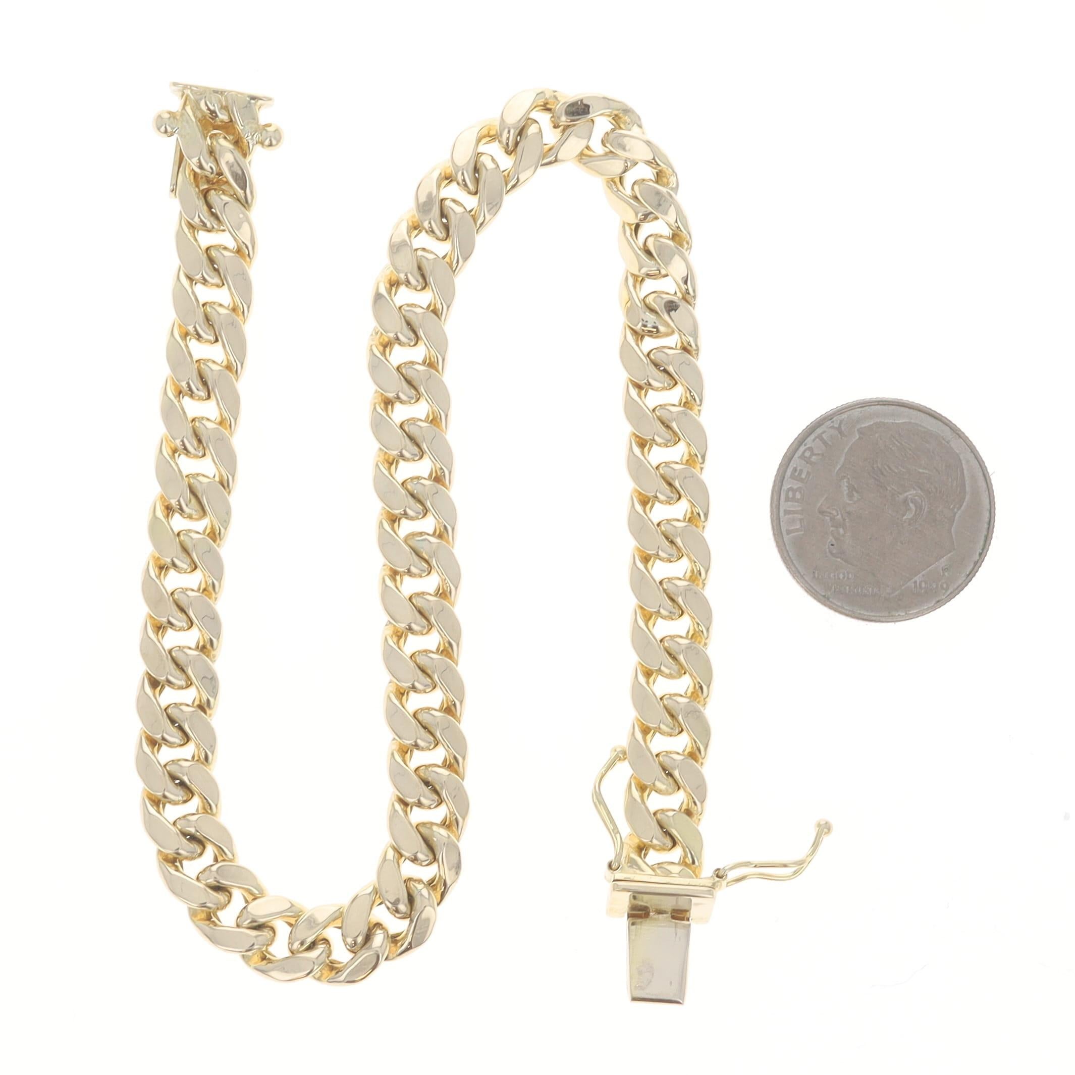 De los hombres Pulsera de cadena cubana de oro amarillo para hombre 8 1/2
