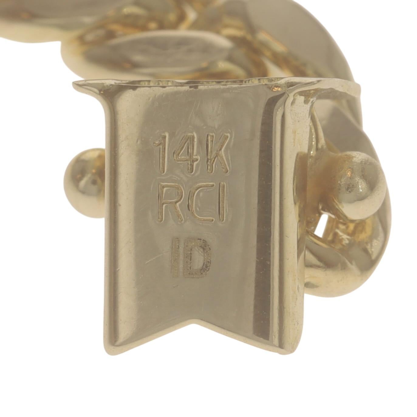 Pulsera de cadena cubana de oro amarillo para hombre 8 1/2