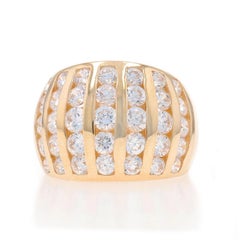 Yellow Gold Cubic Zirconia Cluster Cocktail Dome Band - 14k Round 2.50ctw Ring