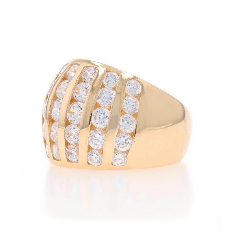Women's Yellow Gold Cubic Zirconia Cluster Cocktail Dome Band - 14k Round 2.50ctw Ring For Sale