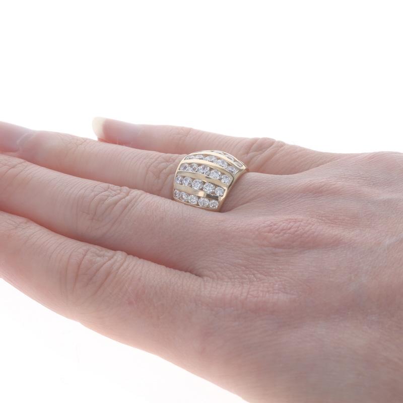 Yellow Gold Cubic Zirconia Cluster Cocktail Dome Band - 14k Round 2.50ctw Ring For Sale 1