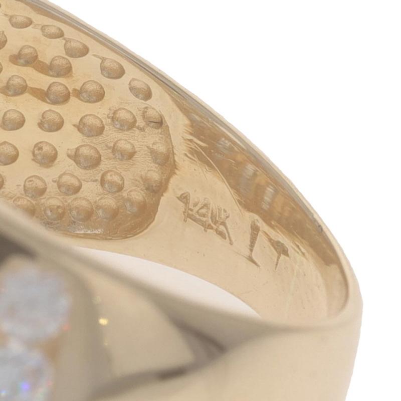 Yellow Gold Cubic Zirconia Cluster Cocktail Dome Band - 14k Round 2.50ctw Ring For Sale 3