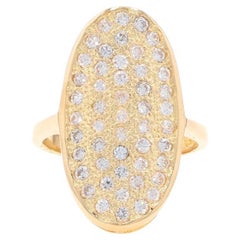 Yellow Gold Cubic Zirconia Cluster Cocktail Ring - 14k Round 1.00ctw Oval