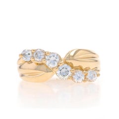 Yellow Gold Cubic Zirconia Crossover Ring - 14k Round Brilliant .68ctw