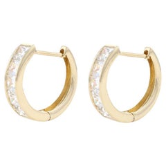 Boucles d'oreilles en or jaune à zircon cubique - 14k Princesse 1.60ctw Pierce