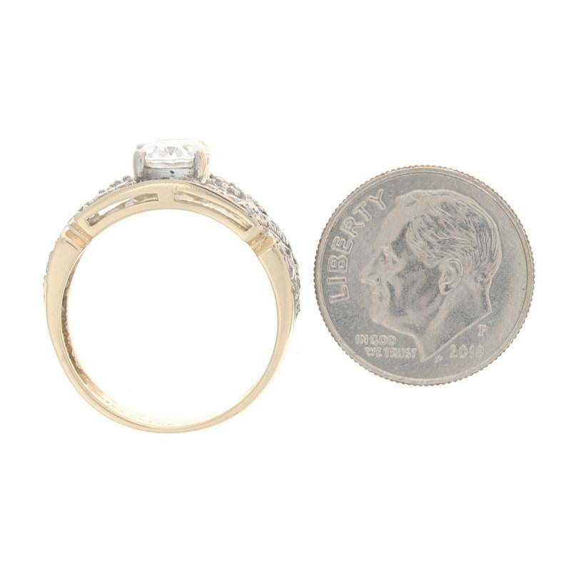 Yellow Gold Cubic Zirconia Ring - 14k Oval Cut 2.50ctw Milgrain Engagement In Excellent Condition In Greensboro, NC