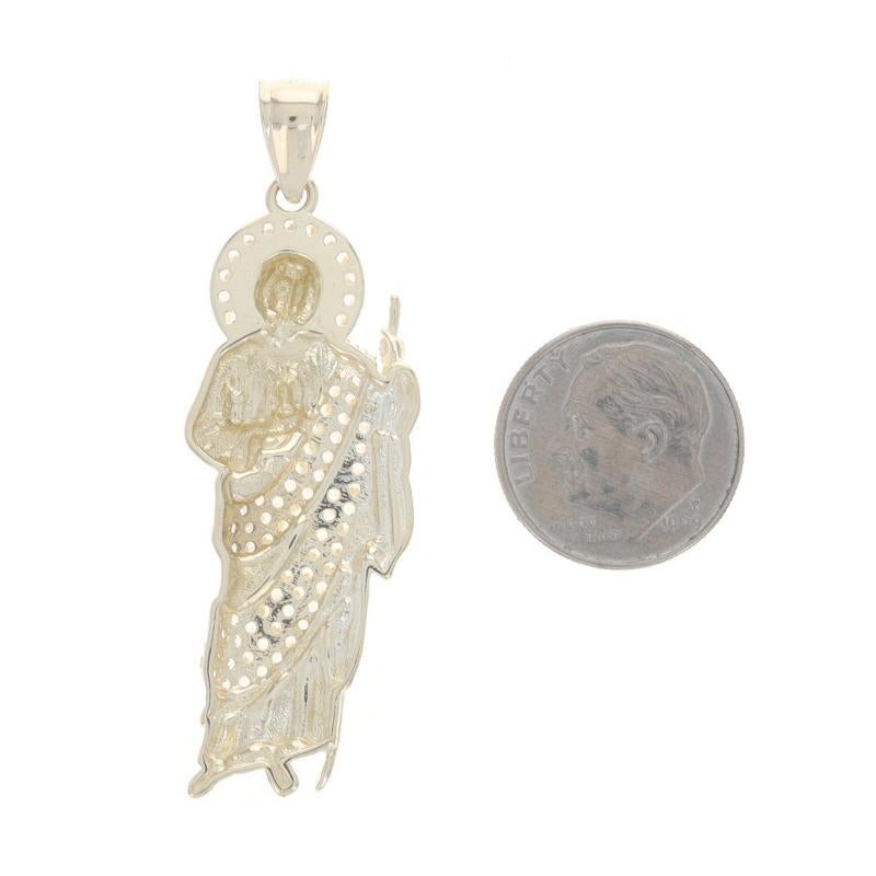 Yellow Gold Cubic Zirconia Saint Jude Men's Pendant - 14k Rd 1.00ctw Faith Bling Pour femmes en vente