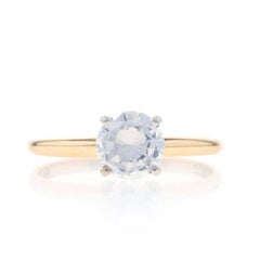 Yellow Gold Cubic Zirconia Solitaire Engagement Ring -10k Round Brilliant 1.00ct