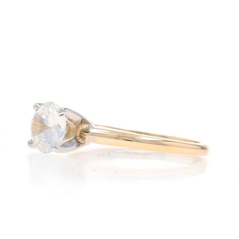 Women's Yellow Gold Cubic Zirconia Solitaire Engagement Ring -10k Round Brilliant 1.00ct For Sale