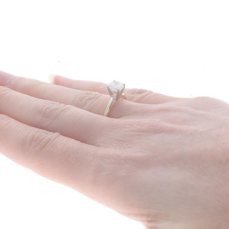 Yellow Gold Cubic Zirconia Solitaire Engagement Ring -10k Round Brilliant 1.00ct For Sale 1