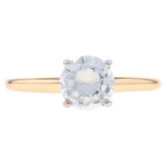Bague de fiançailles en or jaune avec solitaire en zircon cubique -10k rond brillant 1.00ct