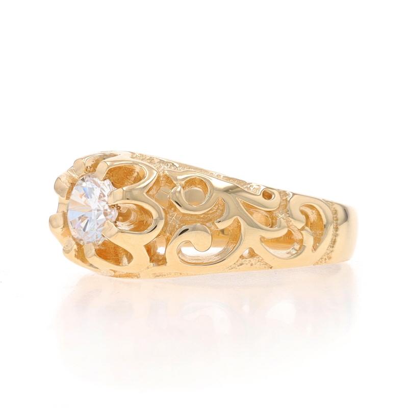 De las mujeres Anillo Solitario de Oro Amarillo con Circonita Cúbica - 14k Brillante Redondo .50ct en venta
