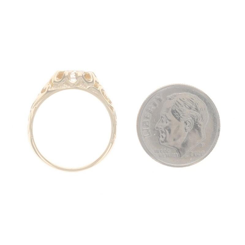 Anillo Solitario de Oro Amarillo con Circonita Cúbica - 14k Brillante Redondo .50ct en venta 2