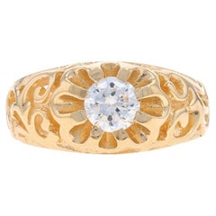 Anillo Solitario de Oro Amarillo con Circonita Cúbica - 14k Brillante Redondo .50ct