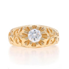 Anillo Solitario de Oro Amarillo con Circonita Cúbica - 14k Brillante Redondo .50ct