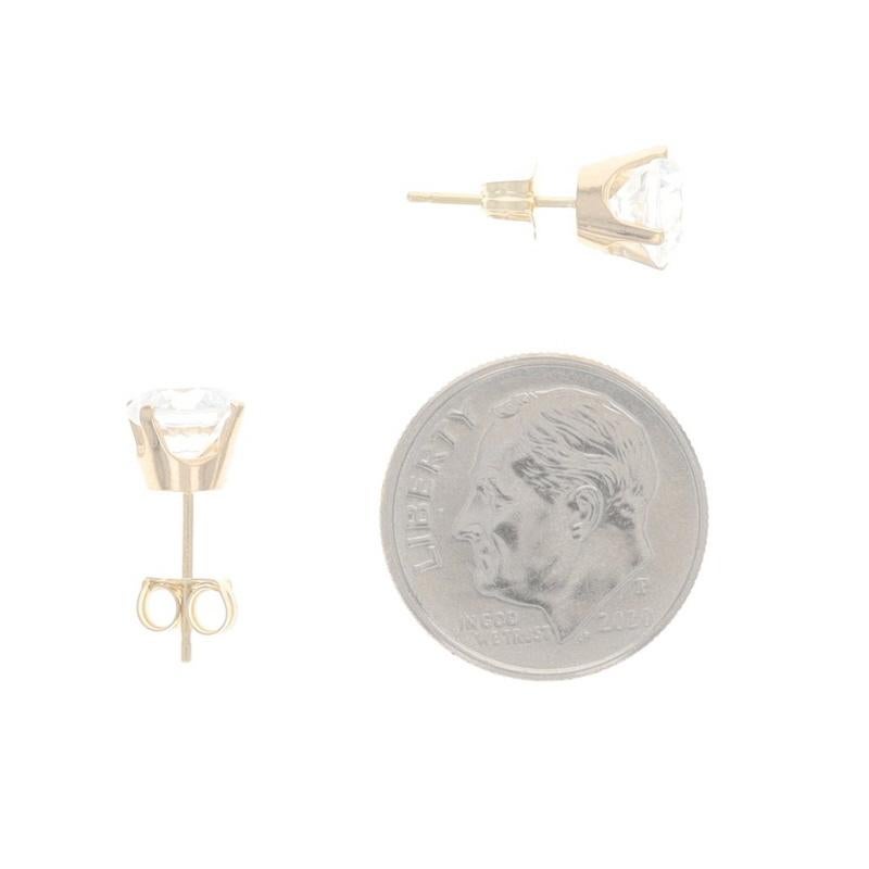 Orecchini a perno in oro giallo con zirconi - 14k a brillante rotondo da 2,06 ct. In condizioni ottime in vendita a Greensboro, NC