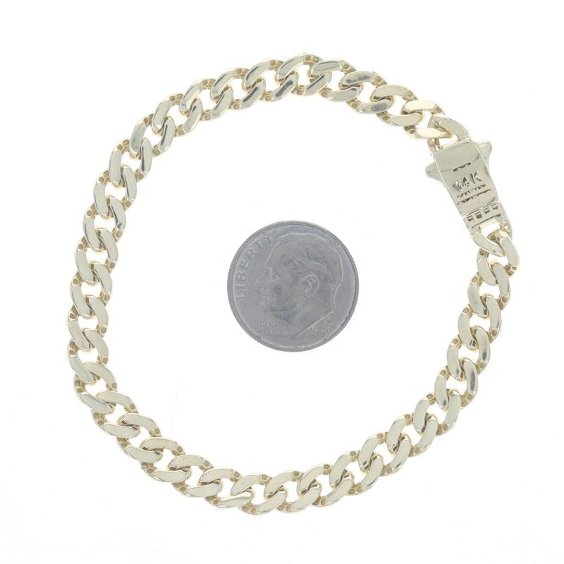 Yellow Gold Cubic Zirconias Curb Chain Men's Bracelet 7