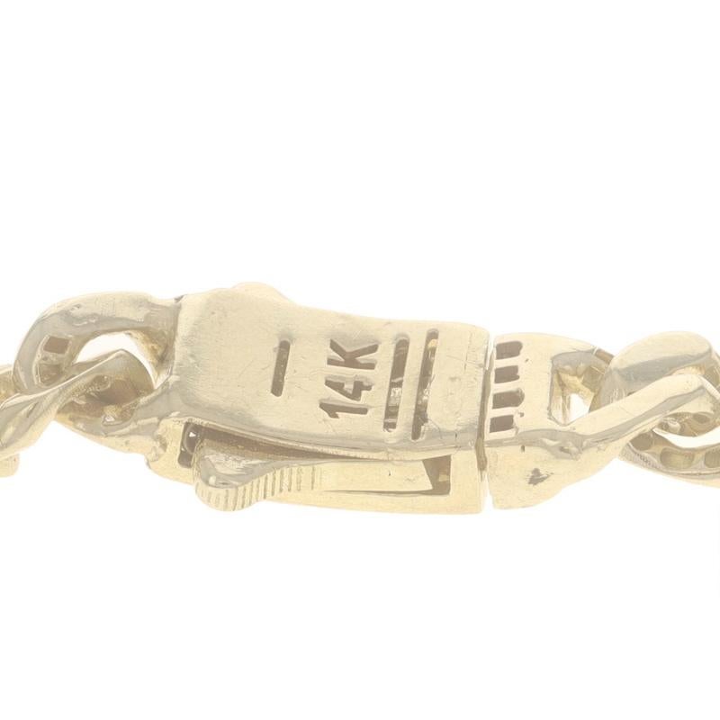 Yellow Gold Cubic Zirconias Curb Chain Men's Bracelet 7