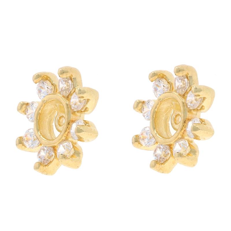 Yellow Gold Cubic Zirconias Halo Earring Enhancers - 14k Round Brilliant .80ctw In Excellent Condition For Sale In Greensboro, NC