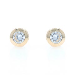 Yellow Gold Cubic Zirconias Stud Earrings - 14k Round 1.50ctw Pierced