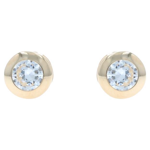 Orecchini in oro giallo con zirconi cubici - 14k Round 1.50ctw Pierced