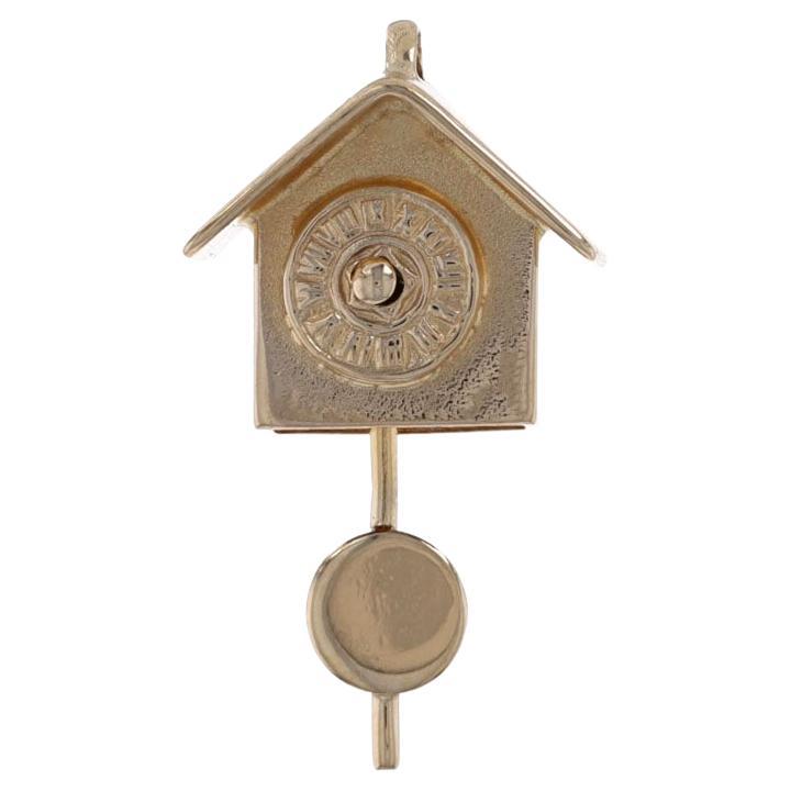 Yellow Gold Cuckoo Clock Charm - 10k Pendulum Moves